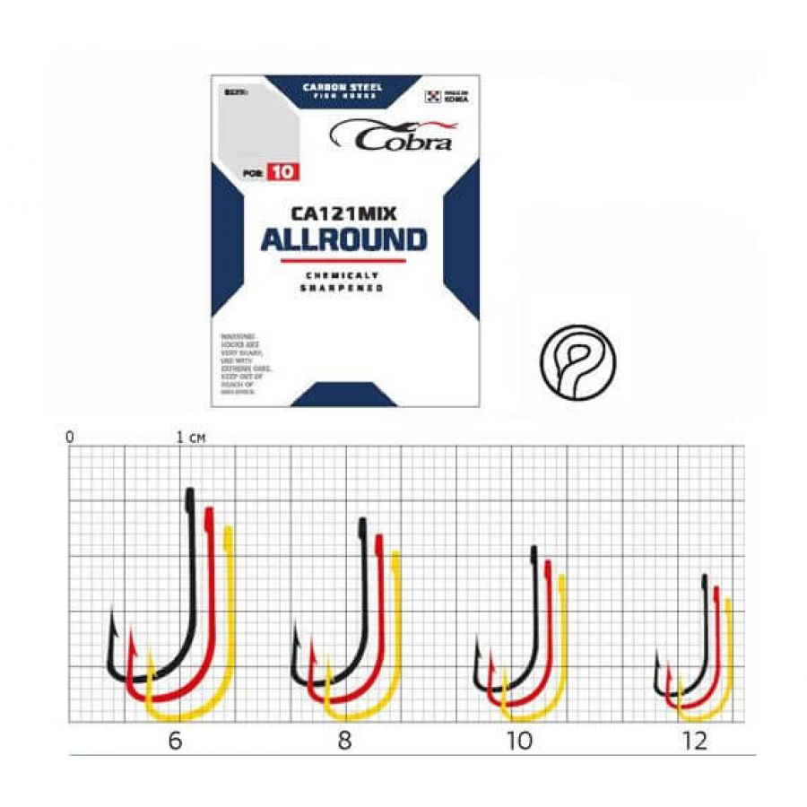 купить Крючок одинарный COBRA CA121 MIX #10-0
