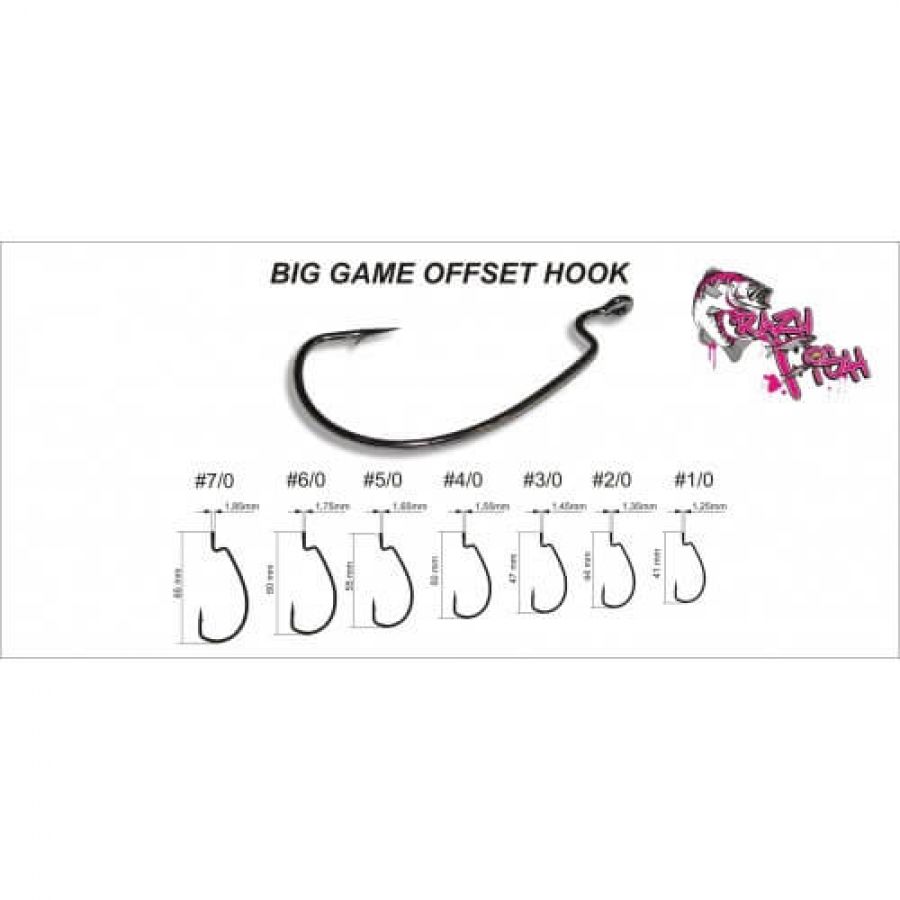 купить Крючок офсетный Crazy Fish Big Game Offset Hook #2/0-0