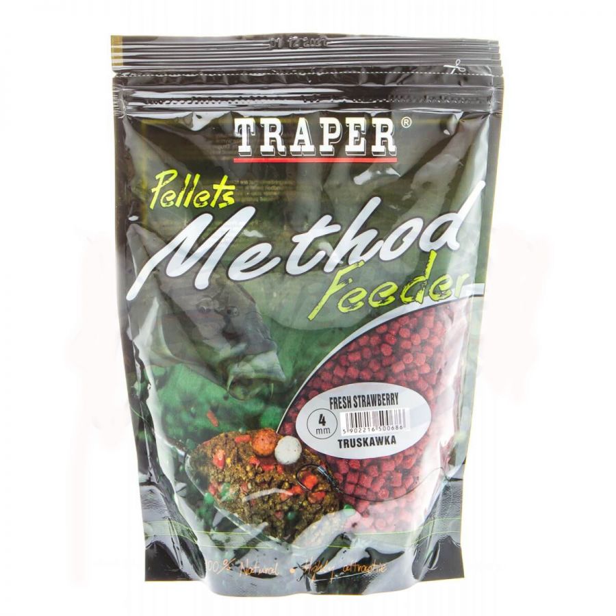 Прикормка Traper Method Feeder Pellets 4мм 500гр клубника-0