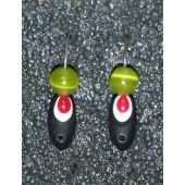 Мормышка DS Овсинка 0,40гр d-3,0 (и.-м. 1040183) черная, глаз красный, шар кошачий глаз желтый