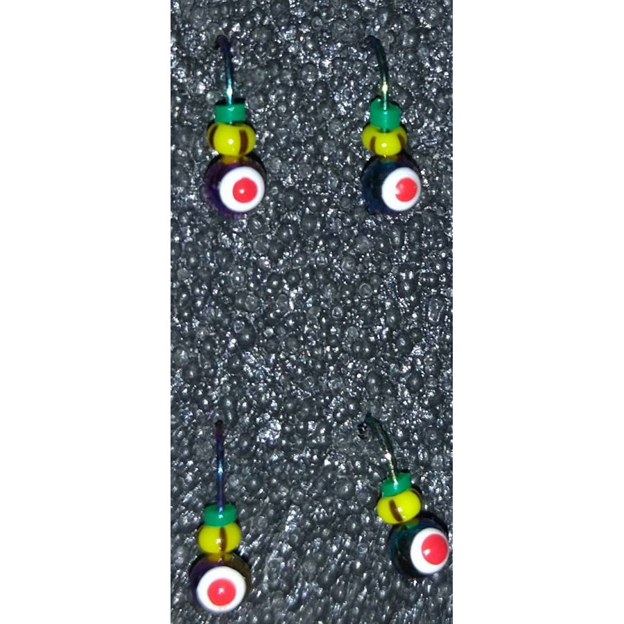 купить Мормышка DS Шар с ушком 0,25 гр d-3,0 бензин, глаз красн, шарик желт полоска-0