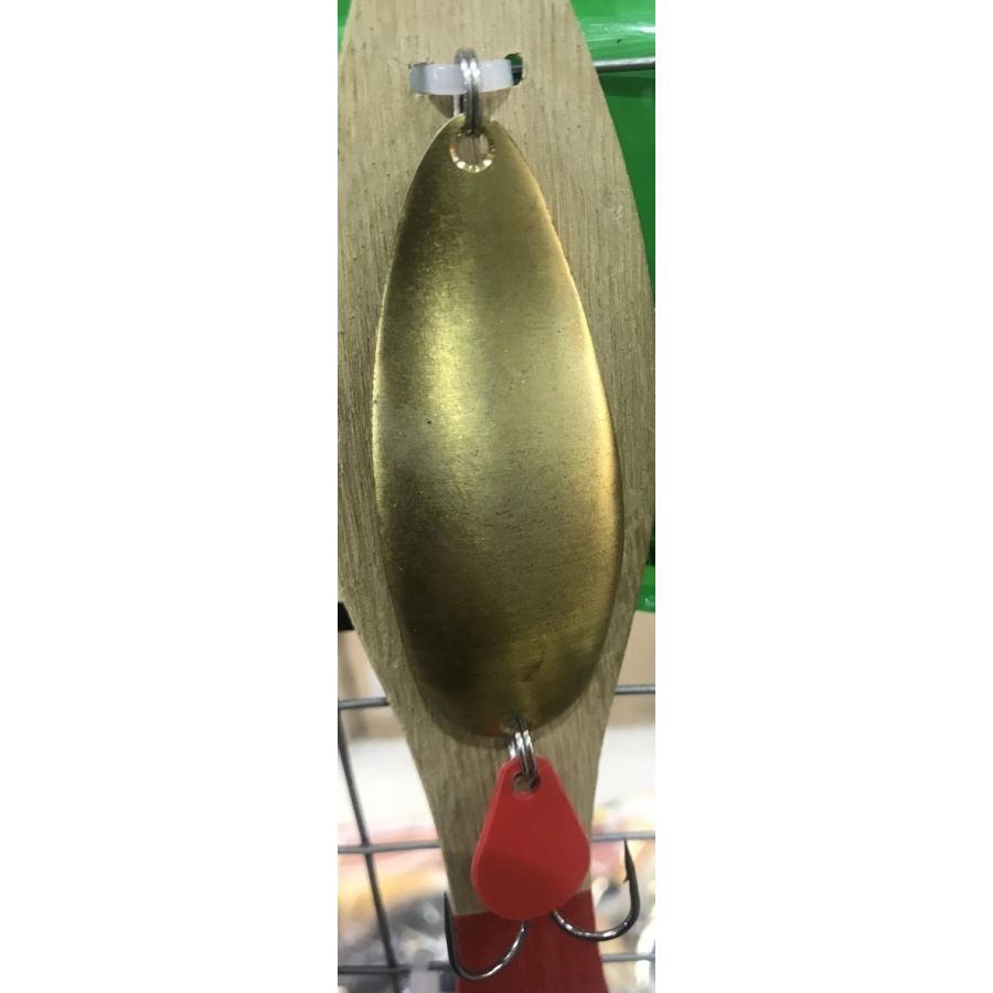 купить Блесна ручной работы на деревянном планшете Латунь матовая Крокодил 16гр Золото-0