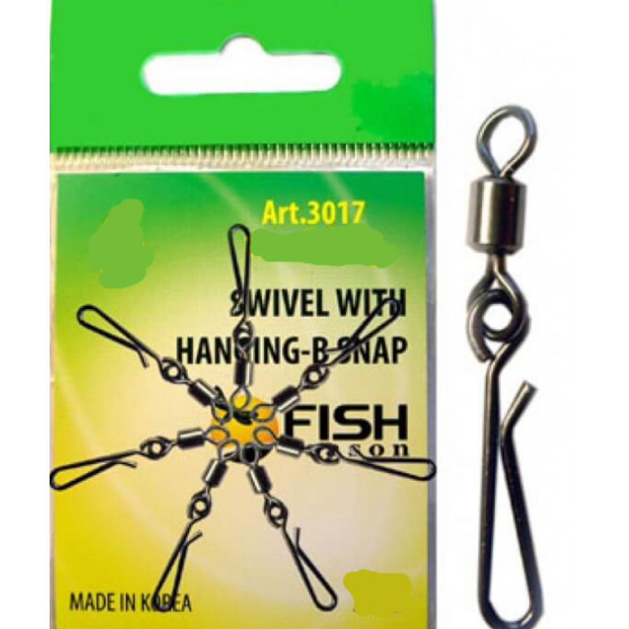 Вертлюг с застежкой Fish Season SWIVER WITH HANGING-B SNAP-3017-0
