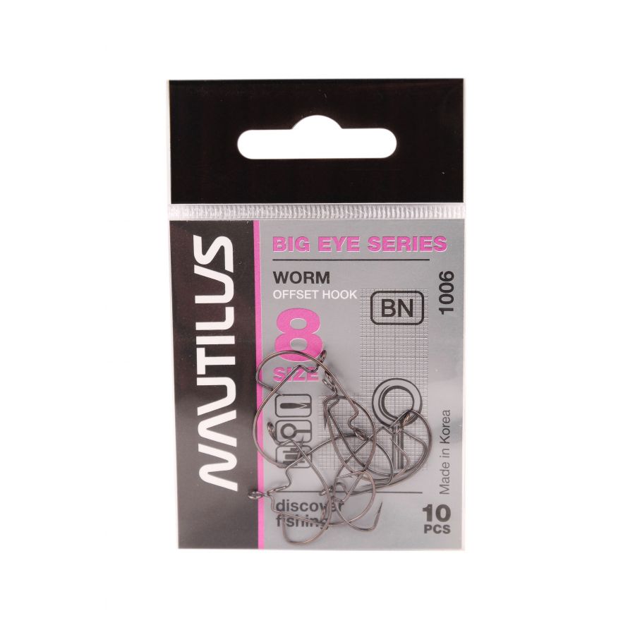 Крючок офсетный Nautilus Big Eye Series Worm 1006 #8-0