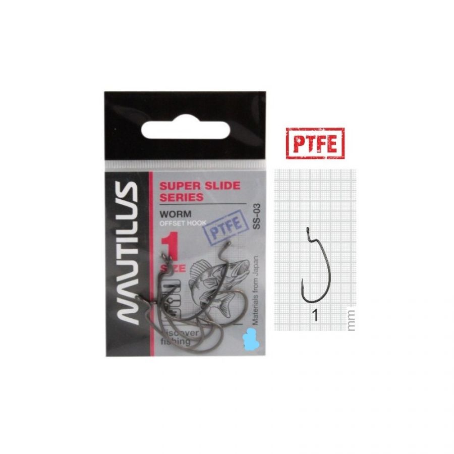Крючок офсетный Nautilus Super Slide Series Worm SS-04PTFE #1-0