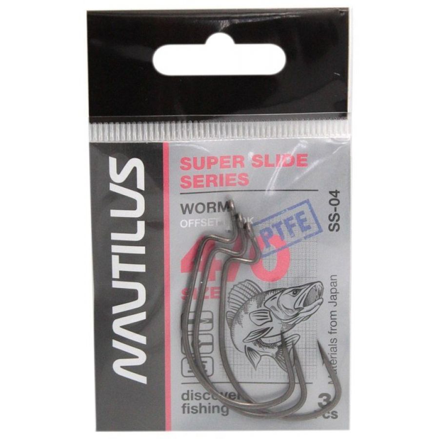 Крючок офсетный Nautilus Super Slide Series Worm SS-04PTFE #4/0-0