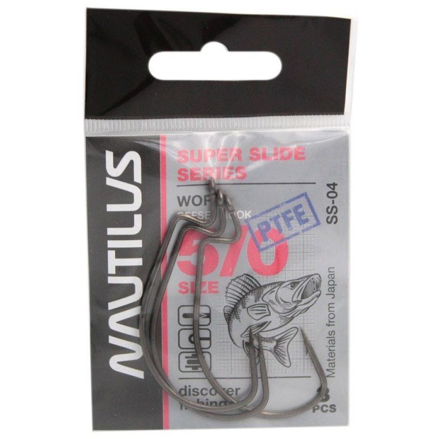 Крючок офсетный Nautilus Super Slide Series Worm SS-04PTFE #5/0-0