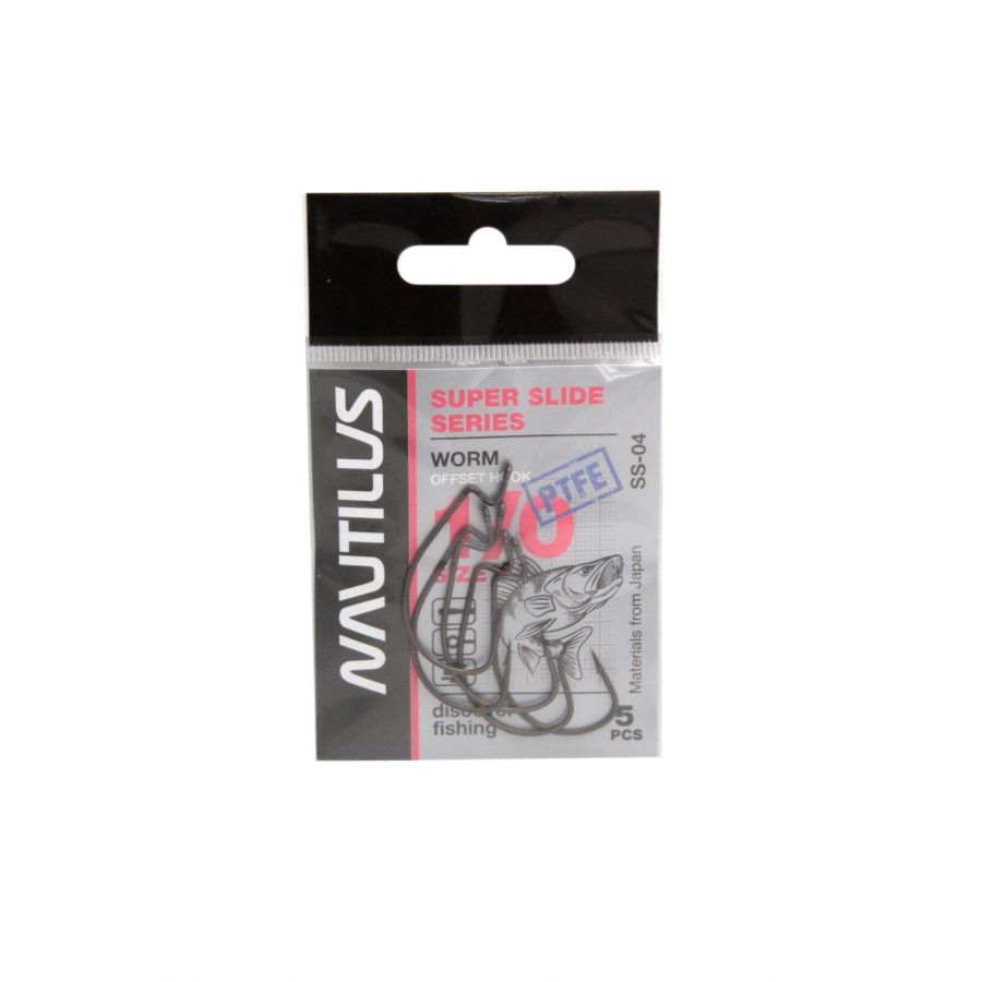 Крючок офсетный Nautilus Super Slide Series Worm SS-04PTFE #1/0-0