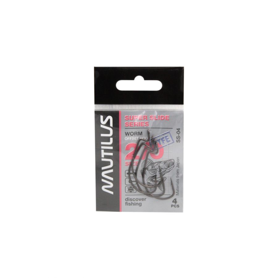 Крючок офсетный Nautilus Super Slide Series Worm SS-04PTFE #2/0-0