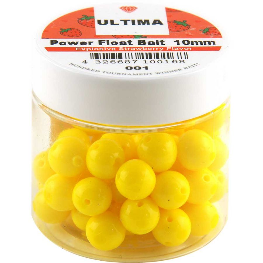 Бойлы силиконовые Ultima Power Float Bait 8мм цв.желтый, Клубника-0
