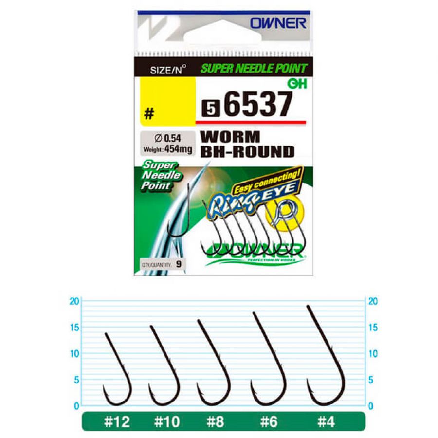 купить Крючок одинарный Owner WORM BH-ROUND 56537 #4-0