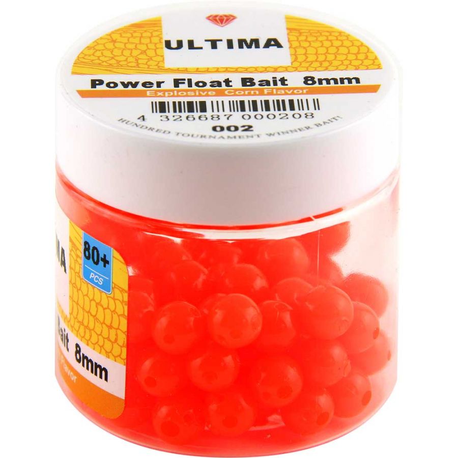 Бойлы силиконовые Ultima Power Float Bait 8мм цв.оранж, Кукуруза-0