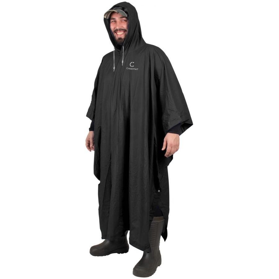 купить Пончо-дождевик Следопыт PVC, на кнопках, с капюшоном, цв.черный, р.56-58-0