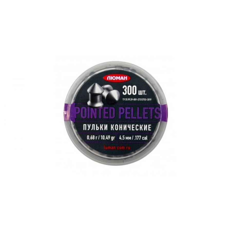 Пули Люман Pointed pellets конические 0,68г 4,5мм 300шт-0